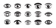 © Jannat - Set of black eye silhouettes with different eyelash styles for design projects and icon creation.