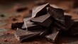 © DaniLana - Rich dark chocolate pieces on a brown surface, indulgent and glossy