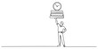 © Rimi Kailash Arts - Continuous one line drawing of a person holding a stack of books with a clock on top isolated on a white background isolated on transparent background, Vector