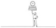 © Rimi Kailash Arts - A man holding a stack of books with a clock on top drawn in a continuous line art style representing time management and education Vector, illustration