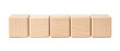 © Five Million Stock - Row of blank wooden toy building blocks on transparent background. Clean natural timber cube bricks aligned in horizontal row. Educational child play blocks create creative learning mockup.