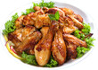 © dodo_br - 오븐 구이 바베큐 치킨 스톡 이미지 누끼png-Oven Baked Barbecue Roasted Chicken Pieces Served on White Plate Cutout