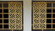 © agung - Decorative yellow geometric lattice panels mounted on a building facade as an architectural ornament and privacy screen