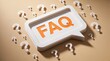 © Ali - FAQ sign with speech bubble and small question marks around it on surface