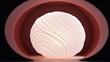 © antishock - Glowing sphere sits within curved reddish alcove. Soft light emanates, creating dramatic contrast, modern design aesthetic.