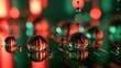 © PinkiePie - Oil drop macro, glowing red and green financial data background