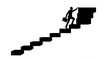 © Kawsar - Silhouette of a businessman with a briefcase climbing up a set of stairs made of blocks representing career growth and achievement