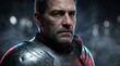 © ArtDreams92 - Cinematic illustration portrait of mature male knight wearing scratched steel armor