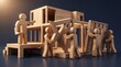 © Ali - Wooden miniature figures constructing a modern house model
