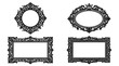 © Uzzal - Vintage ornate frames and borders collection in black and white illustration style