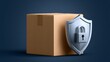 © Honey - Secure cardboard box protected by a metallic shield with a padlock, representing safety and delivery protection