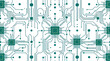 © ZeinLens - Circuit Board Seamless Pattern with Interconnected Microchips and Electronic Traces Creating a Digital Technology Background