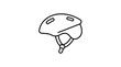 © ssstyawn - Simple line art drawing of a bicycle helmet with vents and an adjustable chin strap for head protection.