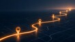 © NW Stock Art - Logistics route optimization concept featuring glowing winding path with location pins representing supply chain delivery tracking