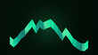 © Kaniz - Teal geometric ribbon graph with 3D folds, abstract data visualization line, minimalist green financial chart for business and technology