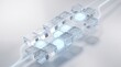 © Saproll avenue - Blockchain network concept with transparent glass blocks connected by glowing data streams in 3d view