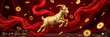 © Sanjay Design - Studio shot of golden goat with red ribbon for chinese new year 2027 celebration