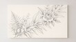 © Arshad - Minimalist botanical wall design with large layered leaves extending across the composition and one beautiful flower as the focal point, refined pencil textures, spacious cream background, premium con