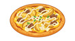 © Gabby Putri - Golden Korean fusion pizza with mayo, cheese, and bulgogi - trendy cartoon food art