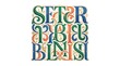 © Sana Farhan - Ornate Vintage Typography Block with Classic Serif LettersDecorative Retro Hand-Drawn Lettering in Teal and Orange Elegant Traditional Font Composition with Swirl Details