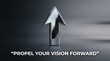 © Azzariel - Metallic arrow pointing upwards, symbolizing growth, progress, and forward movement in business