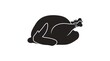 © Gouri - Simple black and white line drawing of a whole roasted turkey on a white background