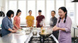 © ADDICTIVE STOCK - Asian cooking class prepare meal in professional kitchen