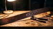 © Guilherme - Leather belt with hole punch tool on wooden workbench