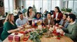 © mashimara - Diverse coworkers celebrating a festive secret santa gift exchange in a modern office setting
