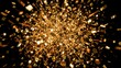 © Olexandr Tytarchuk - Gold confetti explosion on black background. Shiny golden foil confetti burst flying, festive party overlay for New Year and celebrations