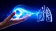 © 9BEi - Hand conjuring glowing lungs and energy vortex against starry night sky