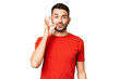 © luismolinero - Young handsome caucasian man over isolated chroma key background showing a sign of silence gesture