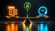 © King Stock - Golden balance scale weighing cost against efficiency with ROI indicator illustrating financial optimization and business strategy.