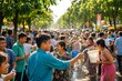 © steven - People celebrating water festival and enjoying festivities in a vibrant street
