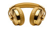 © ghetu - Luxury gold over-ear headphones with padded earcups, isolated on transparent background