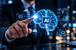 © Stockphotosbysumit - Business executive interacting with digital brain interface representing artificial intelligence
