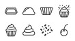 © md - Cupcake icons set with cherry, sprinkles, and baking elements for food and dessert apps