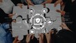 © InfiniteFlow - Collaborative Teamwork with Puzzle Pieces Symbolizing Digital Security and Data Protection in Modern Business Environment. Entropy.