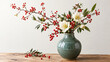 © Friederike K. Berger - Elegantes winterliches Blumenarrangement mit roten Beeren und weißen Blüten
