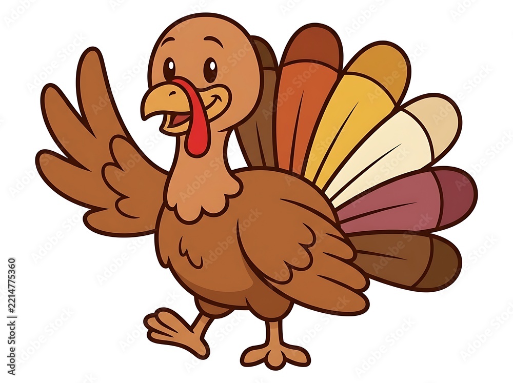 Designers Background Design A cute cartoon turkey waving hello isolated on a clean white background ...
