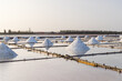 © leungchopan - Rows of salt heaps at jingzijiao tile paved salt fields in tainan taiwan