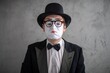 © Nomad_Soul - Close up portrait of a sad male mime wearing double glasses