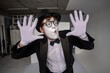 © Nomad_Soul - Male mime actor posing as if leaning against an invisible wall