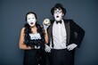 © Nomad_Soul - Shocked mime couple reacting to an old alarm clock