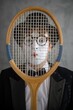 © Nomad_Soul - Portrait of a male mime looking through a tennis racket