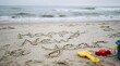 © Purple 3 - A beautiful 'happy new year' message written in the sand on a peaceful beach scene