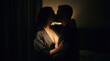 © ImagineAiStudio - Caucasian couple kissing passionately in dim room, concept of intimacy, cancer survivor acceptance, and love