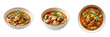 © Barun - Three bowls of Thai red curry with chicken and vegetables isolated on a transparent background food