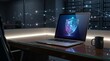 © Rizal - Digital Cybersecurity Concept with Glowing Shield on Laptop Screen in Modern Server Room for Data Protection and Network Security