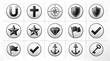 © Habibur Rahaman - Fifteen circular monochrome halftone icons featuring religious and navigation style symbols.